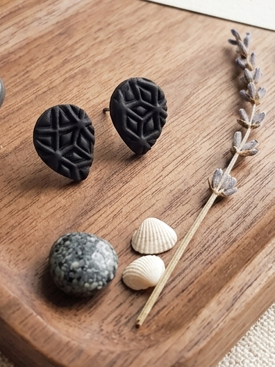 Geometric Teardrop Stud Earrings - Minimalist Matte Polymer Clay