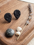 Geometric Teardrop Stud Earrings - Minimalist Matte Polymer Clay