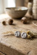 Handmade Botanical Imprint Clay Stud Earrings – Nature Inspired Minimalist Floral Jewelry