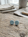 Azure Ripple Studs – Minimalist Dusty Blue Handcrafted Earrings